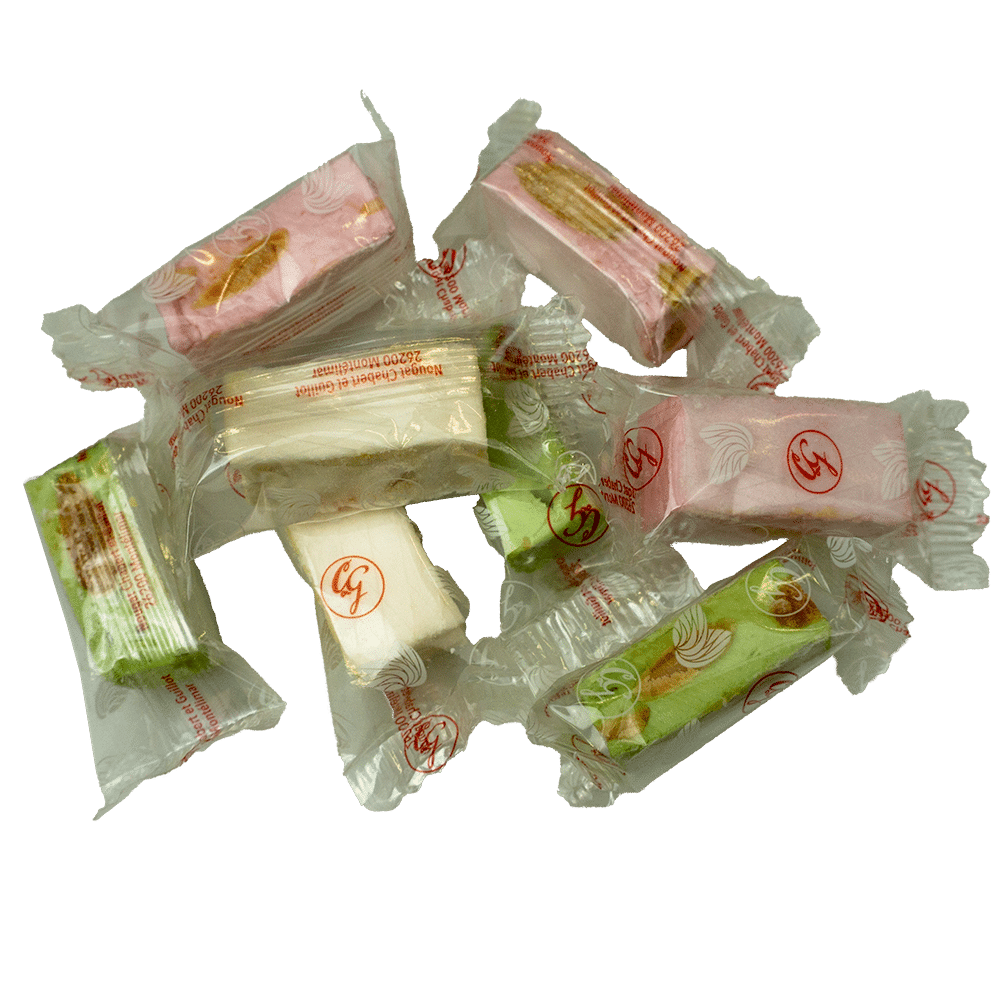 Bl�d fransk nougat fra Montelimar, 5g