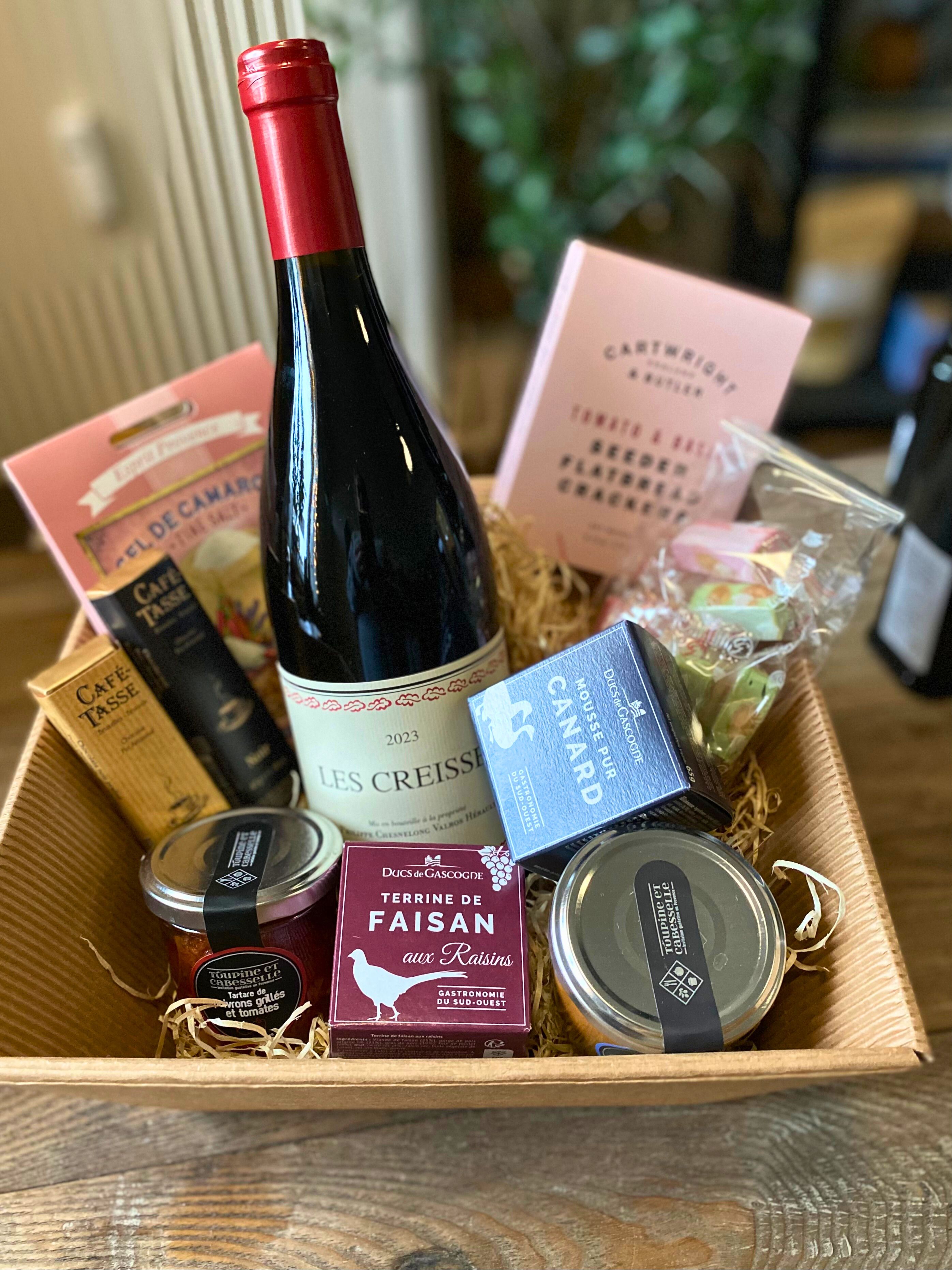 Frankofile Fristelser � en kurv med franske l�kkerier og belgisk chokolade