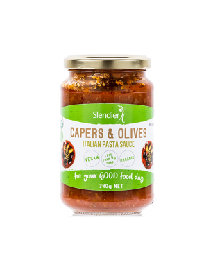 Slendier Kapers og oliven, Italiensk pasta sauce, ko, 340 g