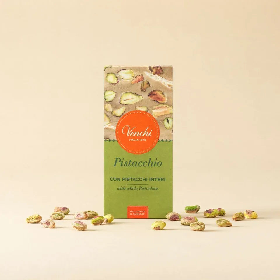 Venchi hvid chokolade med pistaciepasta, salt og ristede pistacien�dder, 95 g