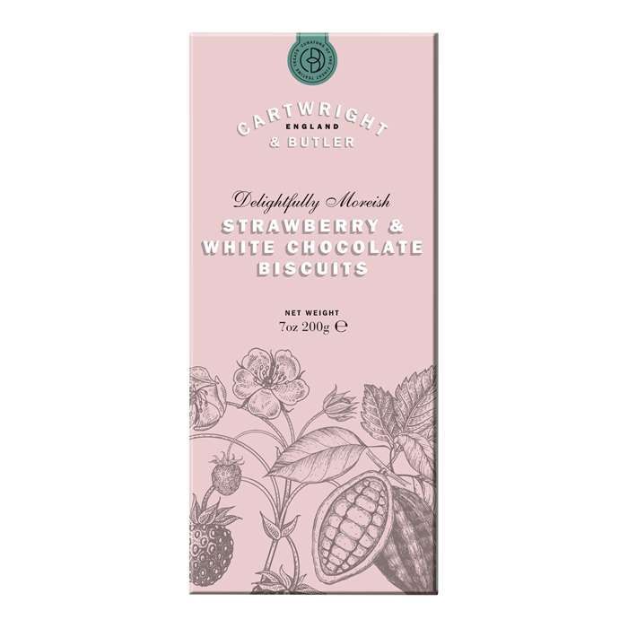 Cartwright & Butler jordb�r- og hvid chokoladekiks, 200 g